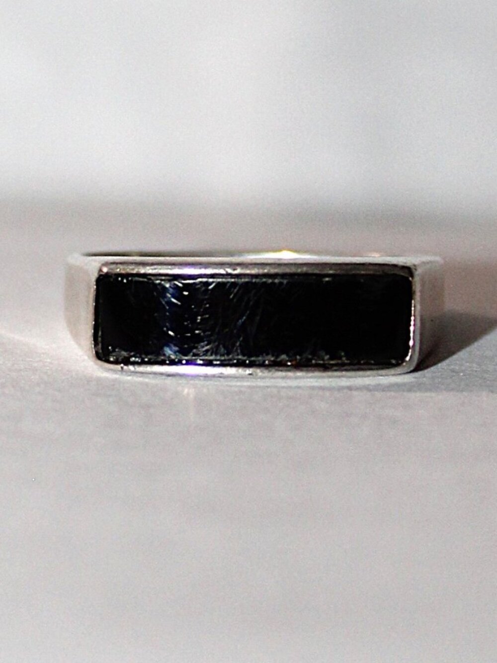 Sterling Silver Onyx Bar Ring